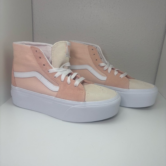 VANS Sk8-Hi Tapered Sneaker Platform Suede Peach Canvas Casual Women’s Size 7 - Picture 1 of 5